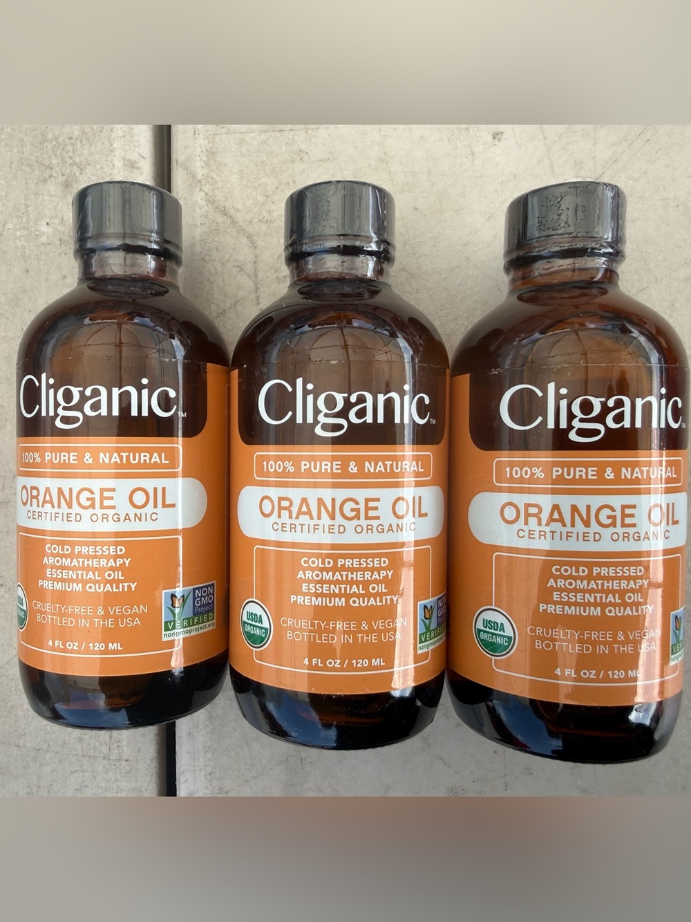 New 3X Cliganic USDA Organic Sweet Orange Essential Oil 100% Pure Natural 4oz